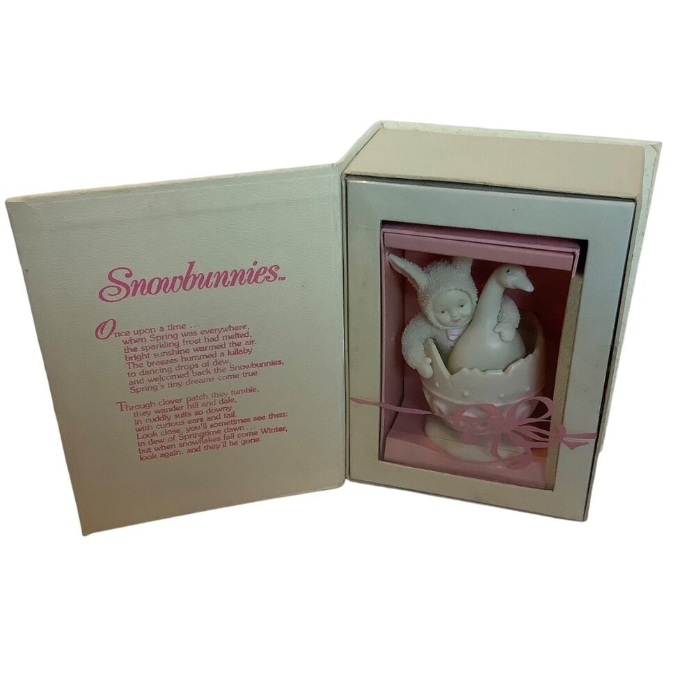 Vtg 1998 Department 56 Snowbunnies Easter Double Yolk‎ Figurine Springtime